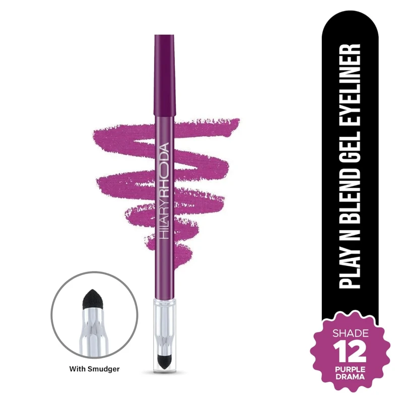 Hilary Rhoda Play n Blend Gel Eyeliner | One Stroke Application | Highly Pigmented | Matte & Shimmer Finish | 2 in 1 Smudger + Eyeliner | Butter Smooth Texture | 1.5g - (Purple Drama | Shade 12) thumbnail 2